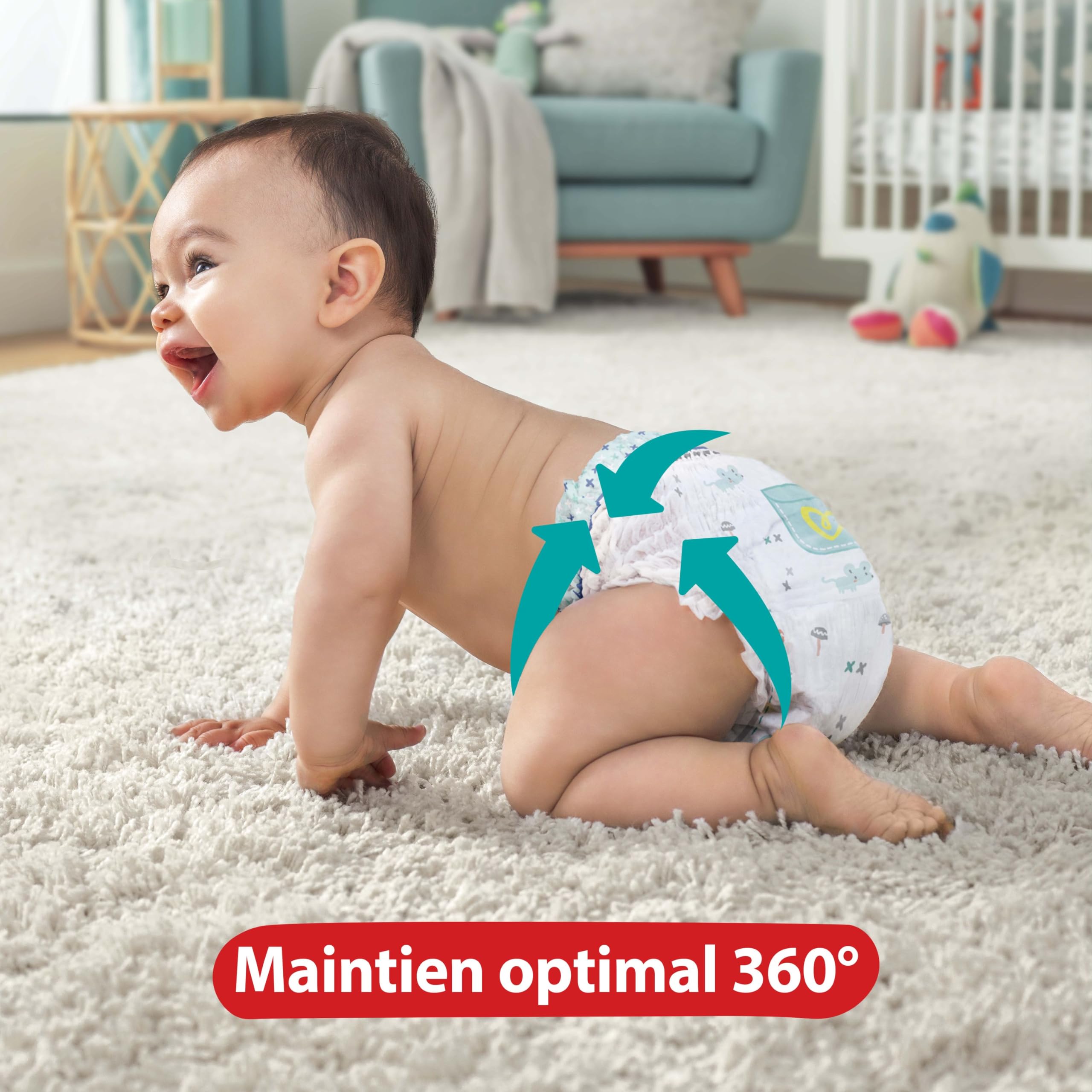 Pampers Premium Protection Couches-Culottes Taille 4, 80 Culottes, 9Kg - 15Kg, Culottes Pampers N°1 pour le Confort et le Maintien, Facile À Enfiler