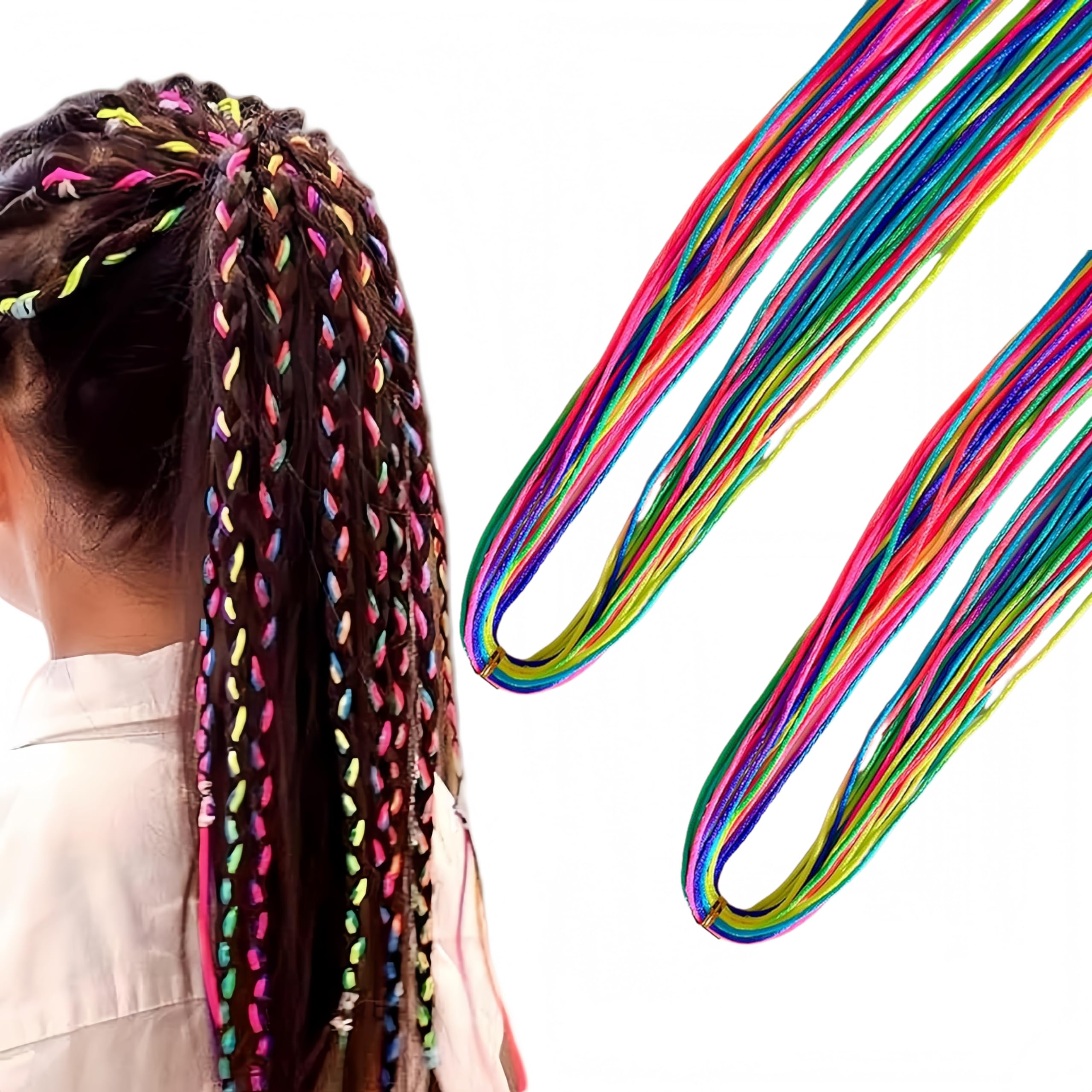 Lot De 12 Extensions De Cheveux Tressés Colorés – 6 Couleurs Pour Enfants, Fêtes Et Cosplay