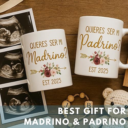 Miniatura 6 de Vivulla68 Quieres Ser Mis Padrinos De Bautizo, Bautizo Recuerdos Juego De 2 Tazas 2025, Recuerdos De Bautizo Para Niño, Niña, Propuesta de Padrinos