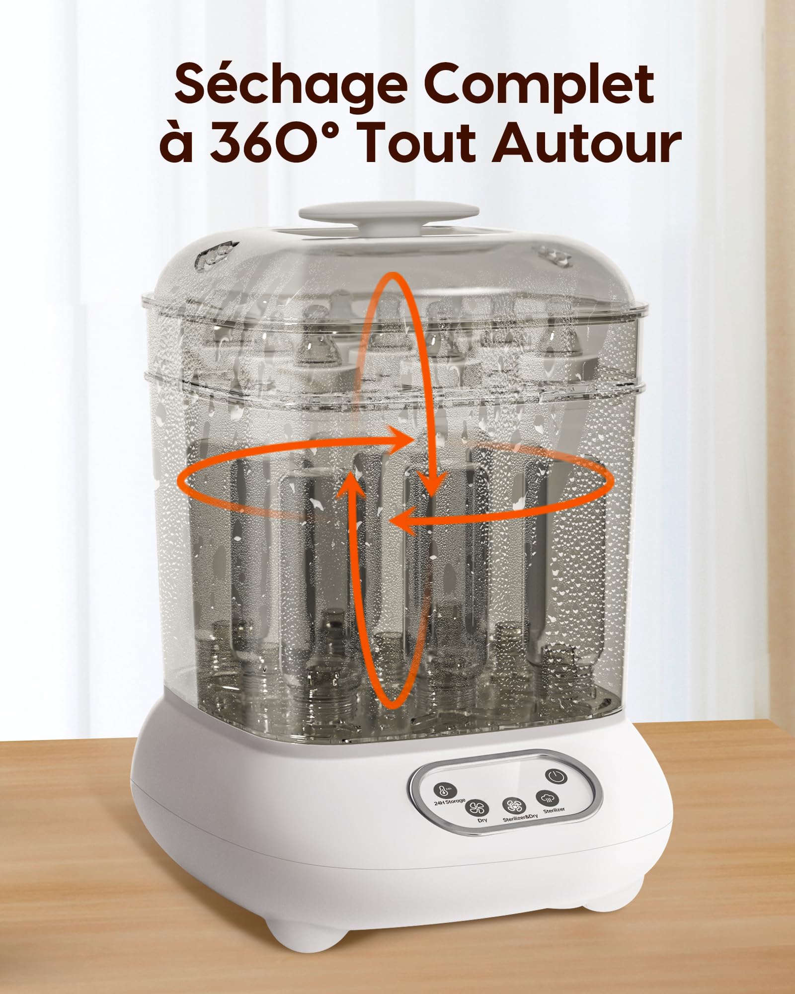Stérilisateur et Sécheur pour Biberons, Tétines, Pièces de Tire-lait, Jouets de Dentition - Élimine 99,9% des Germes, Reste Stérile et Sèche Pendant 24 Heures, Essentiels pour Nouveau-nés, Bébé