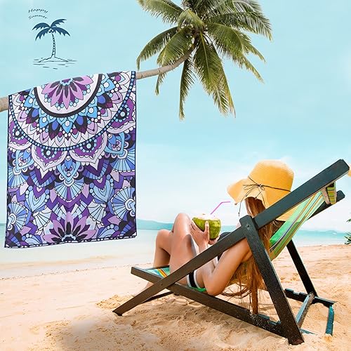 Miniatura 7 de Toallas de playa de microfibra de secado rápido a prueba de arena súper suaves manta compacta de gran tamaño 30 x 60 pulgadas toalla ligera sin