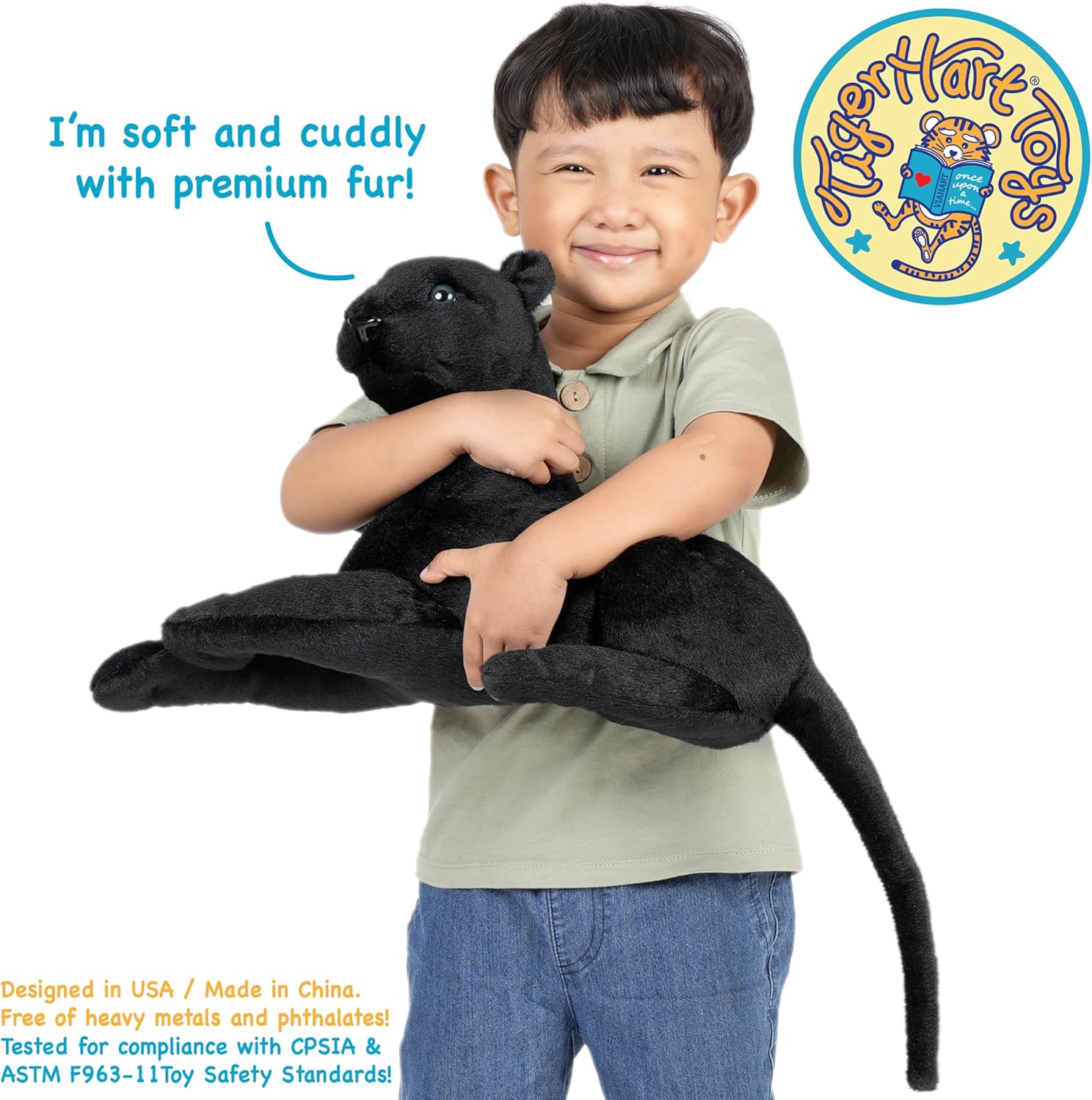 TigerHart Sid The Panther - Squeeze Me! - 17 Inch (Tail Measurement Not Included) Stuffed Animal Plush Cat