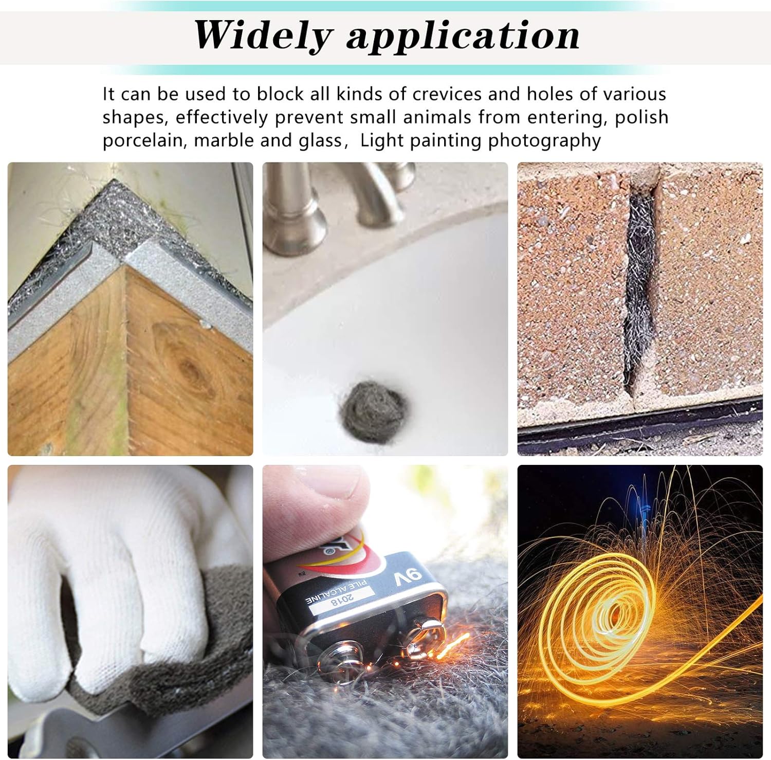 Steel Wool Fill Fabric Roll, Coarse Wire Wool Hardware Cloth DIY Kit, Gap