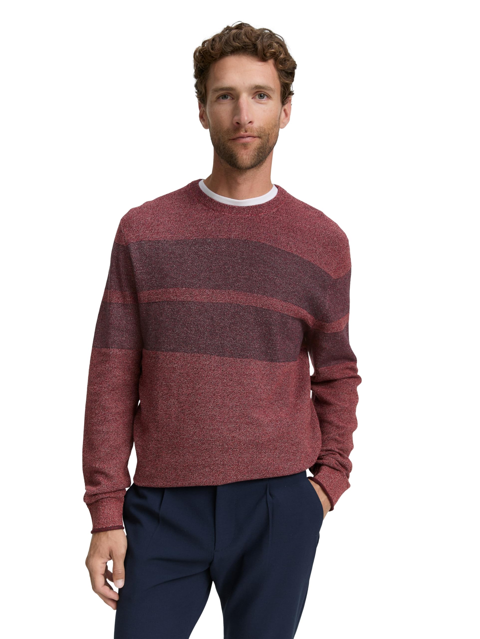 TOM TAILOR Herren Strickpullover mit tonalen Streifen