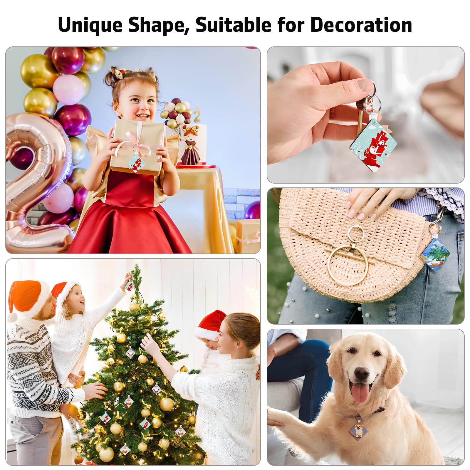 Llaveros Cuadrados sin Bordes Ásperos de Acrílico Set de 40 para Sublimación y Doble Cara, Ideales para Decoración y Uso Empresarial