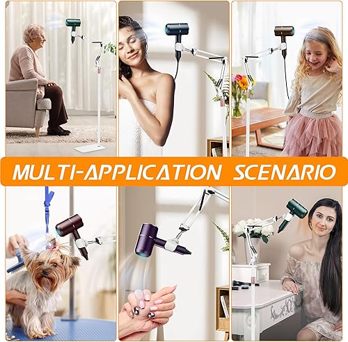 Miniatura 6 de 2023 Upgrade Version Hair Dryer Stand, 1.68M Adjustable Height Handsfree Hair Dryer Holder with Heavy Base, 360 Degree Rotating Floor Blow Dryer