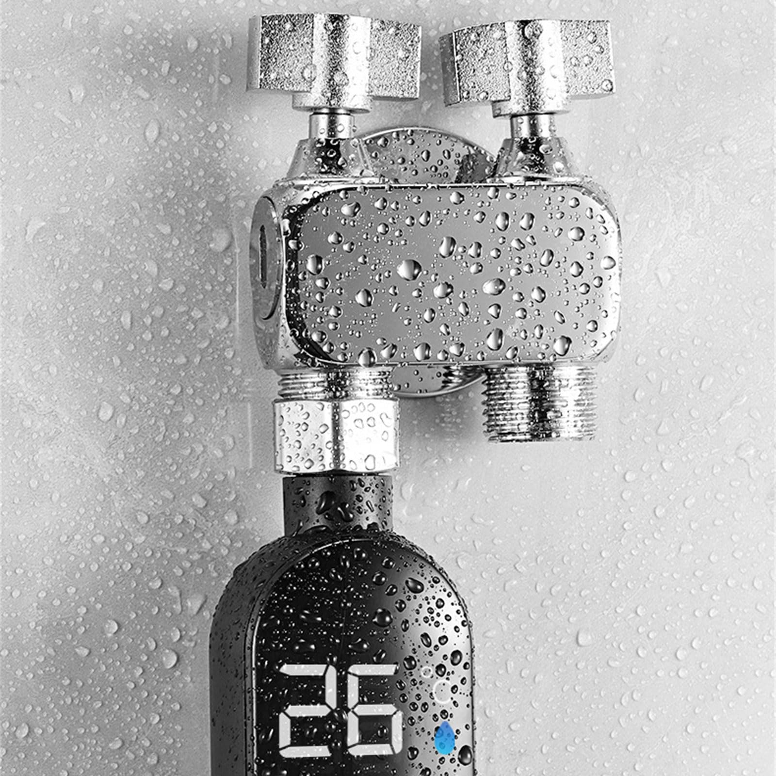 Soffione Doccia Termico a Risposta Rapida Display Monitoraggio della Temperatura Acqua in Reale Robusto Accessorio da Bagno in Acciaio Aggiornamento Automatico della Temperatura della