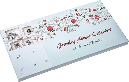 Miniatura 3 de Red Co. Calendario de Adviento de Navidad con 2 pulseras y 22 dijes únicos, 24 regalos de regalo total para hija, sobrina, nieta