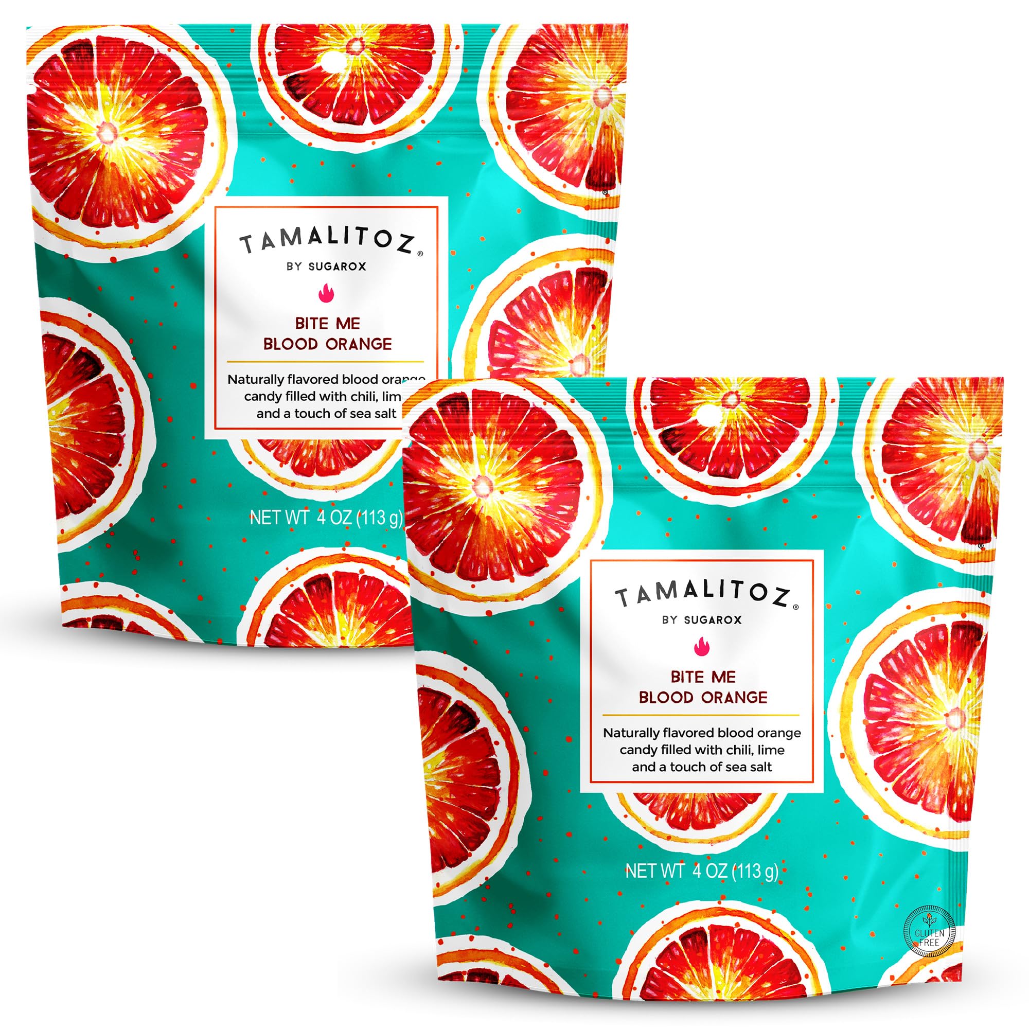 Tamalitoz Bite Me Blood Orange – Spicy Blood Orange Mexican Hard Candy Filled with Chile, Lime & Sea Salt Center, Handcrafted Fruit Candy, Gluten-Free, Kosher, No Artificial Colors – 2 Bags (4oz Each)