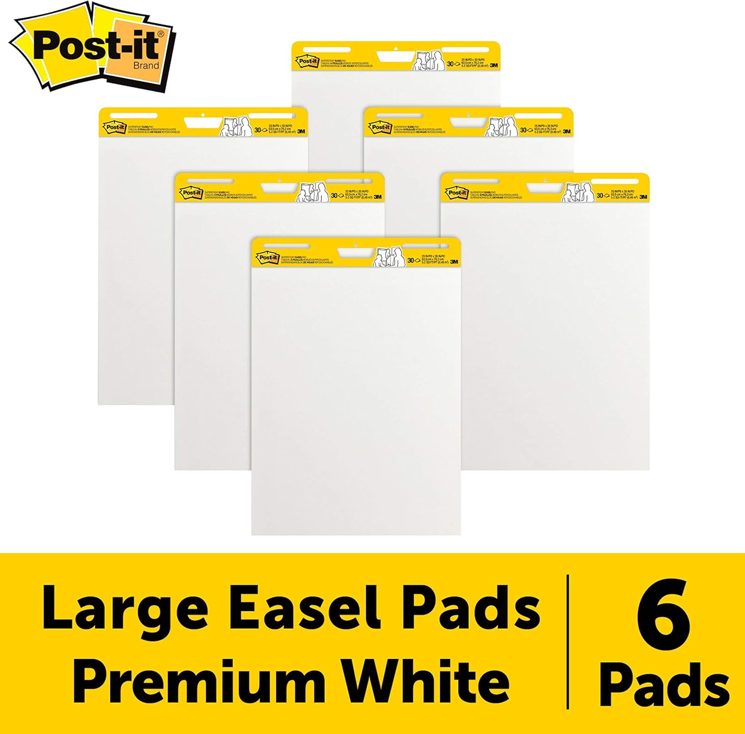 Post-it Super Sticky Easel Pad, 25 x 30 Inches, 30 Sheets/Pad, 6 Pads & Super Sticky Easel Pad, 25 in x 30 in, White, 30 Sheets/Pad, 2 Pad/Pack, Great for Virtual Teachers and Students (559) : Everything Else