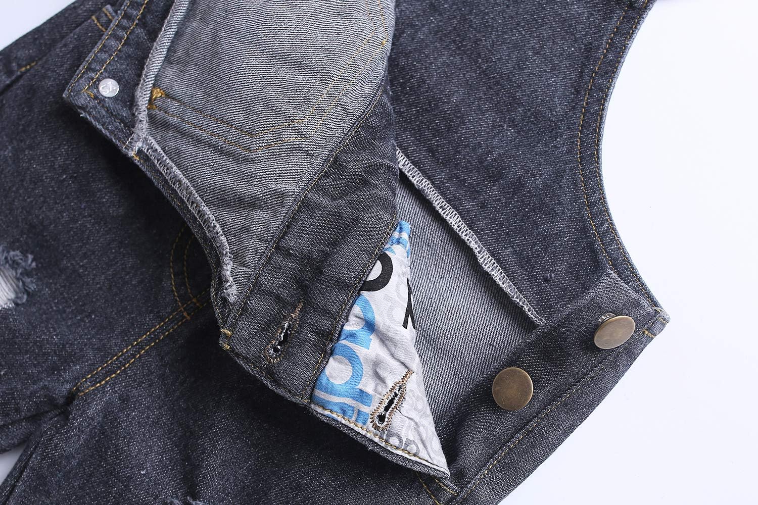 KIDSCOOL SPACE Baby Boy Girl Jean Overalls,Toddler Ripped Denim Cute Workwear - Image 4