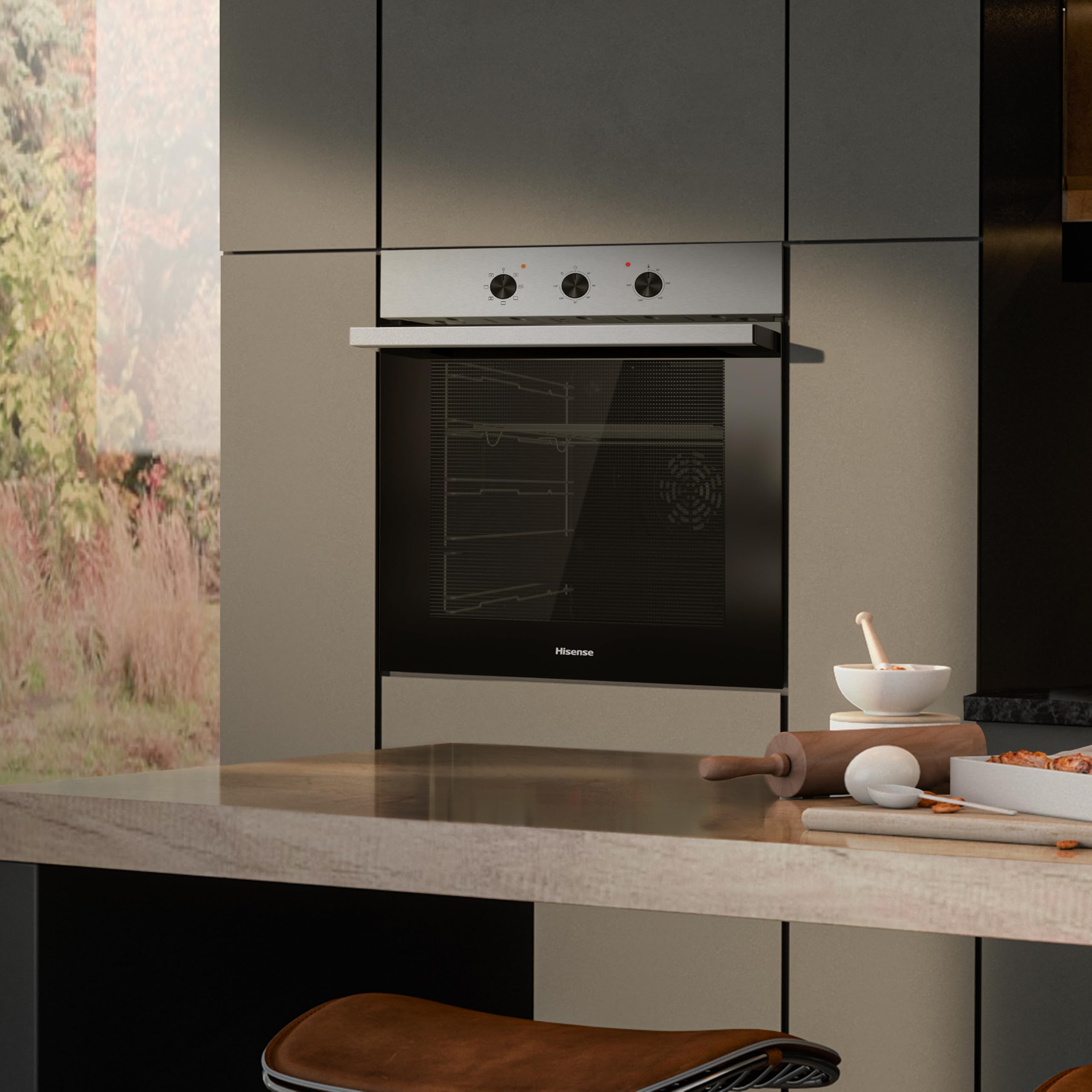 Hisense Forno Multifunzione 73 litri 60 cm Classe A Nero/Inox Guide telescopiche 7 funzioni 3 vetri