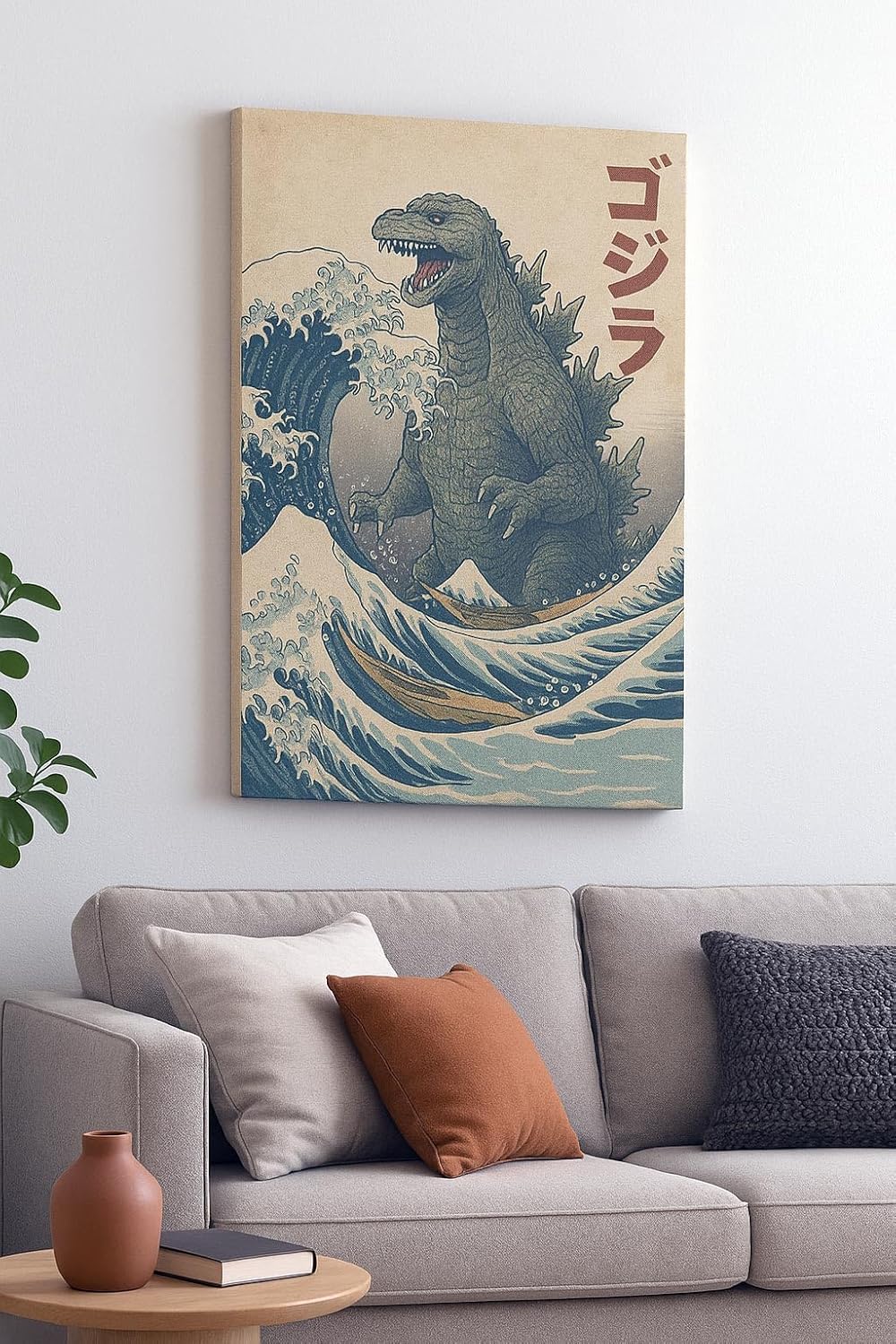 Wall Art Impact Godzilla in the Great Wave – Vintage Japanese Style Poster