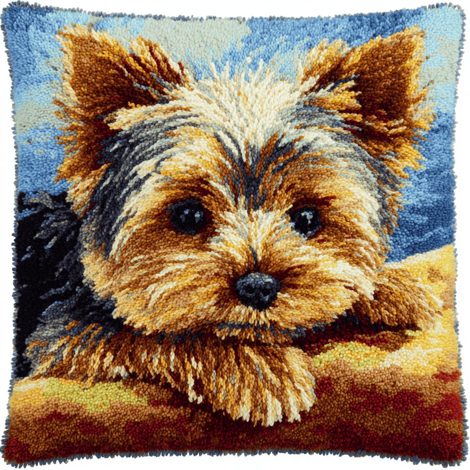 kitphoenix Latch Hook Cushion Kit for Adults Yorkshire Terrier