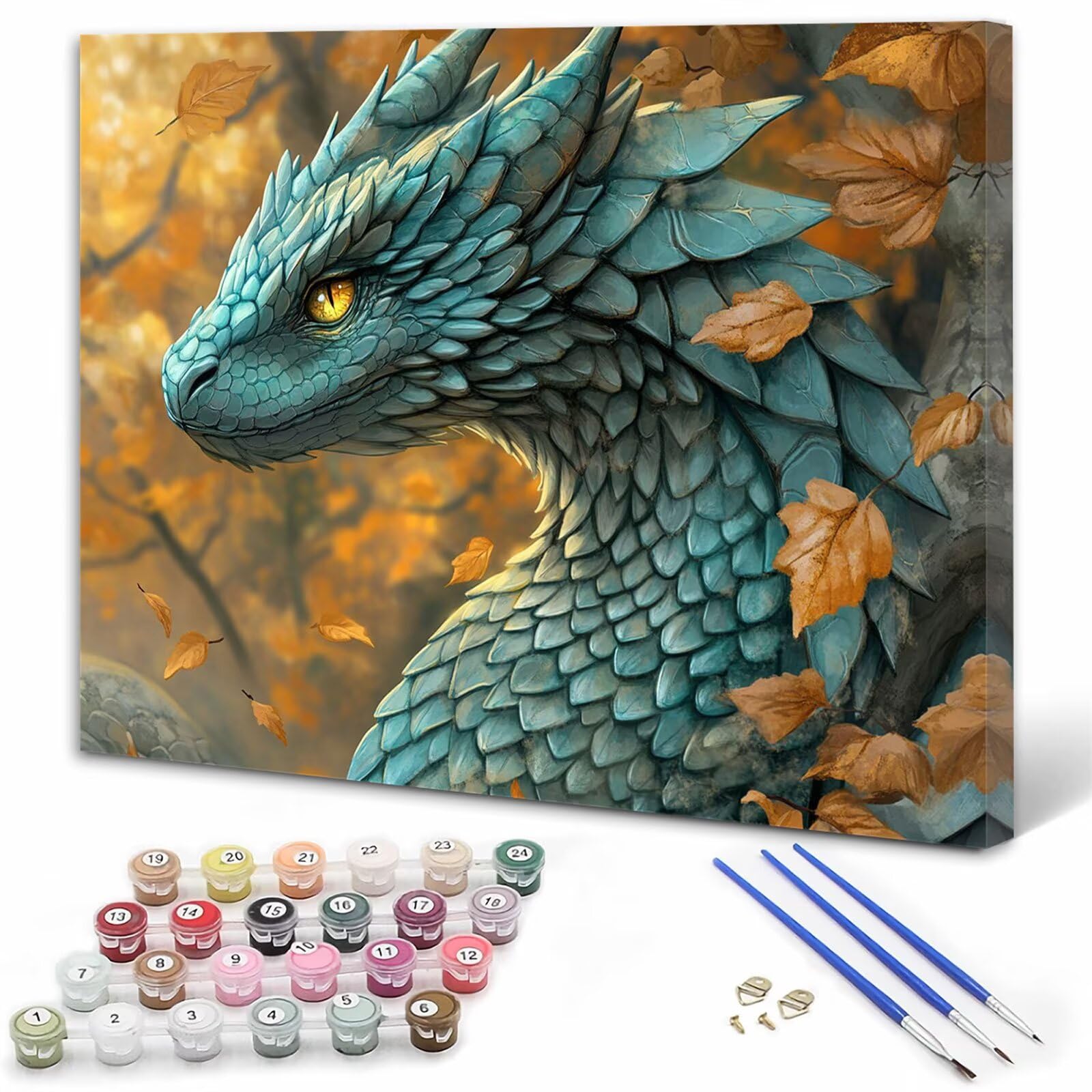 Dipingere con i Numeri Adulti Drago Dipingere con i Numeri Autunno Paint by Numbers Hobby Creativi Adulti Fai Da Te Tela di Pittura a Olio Kit, Decorazioni Donna Regalo 60x80cm Senza Cornice Y3-513