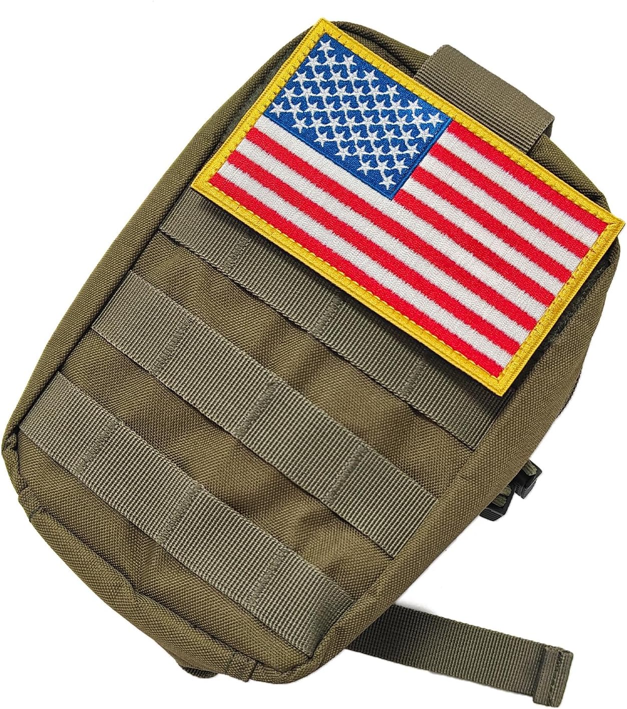 2Pcs 5×3 Inches American Flag Embroidered Patch, Vest Size Tactical Military Morale Flag Patch, Hook and Loop for Hats, Bags, Backpacks, Tactical Vests - Gold