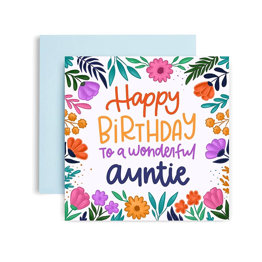 Amazon.com : Huxters Birthday Card – Auntie Birthday Cards with Floral Print –Sister Birthday Cards for Her – Gifts for Women – Luxurious Print with Vivid Colours – Recyclable Envelope – 148 x 148mm (Auntie) : Office Products for Free Printable Birthday Cards For Aunt