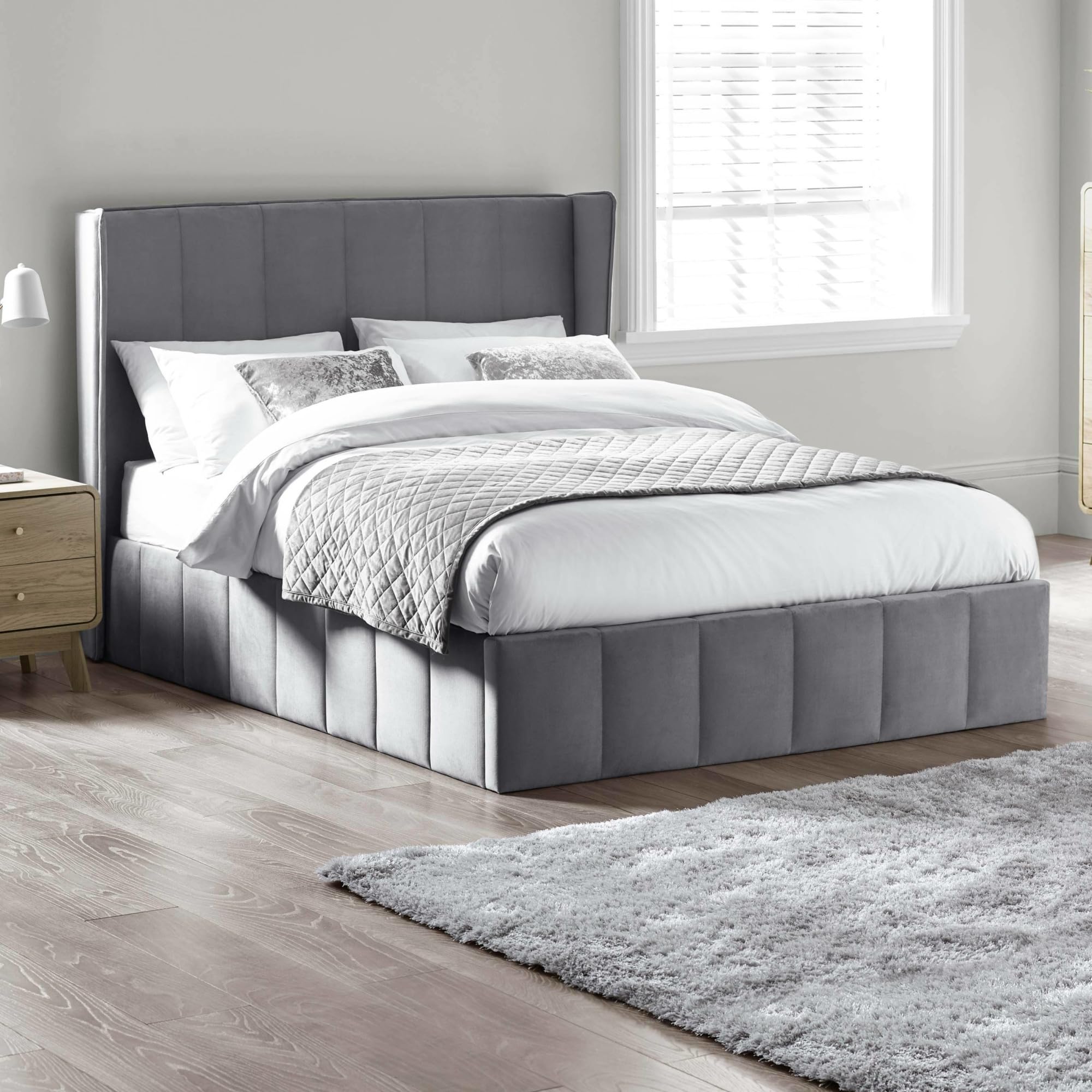 Julian Bowen Katie Grey Fabric Ottoman Bed Frame - 5ft King Size