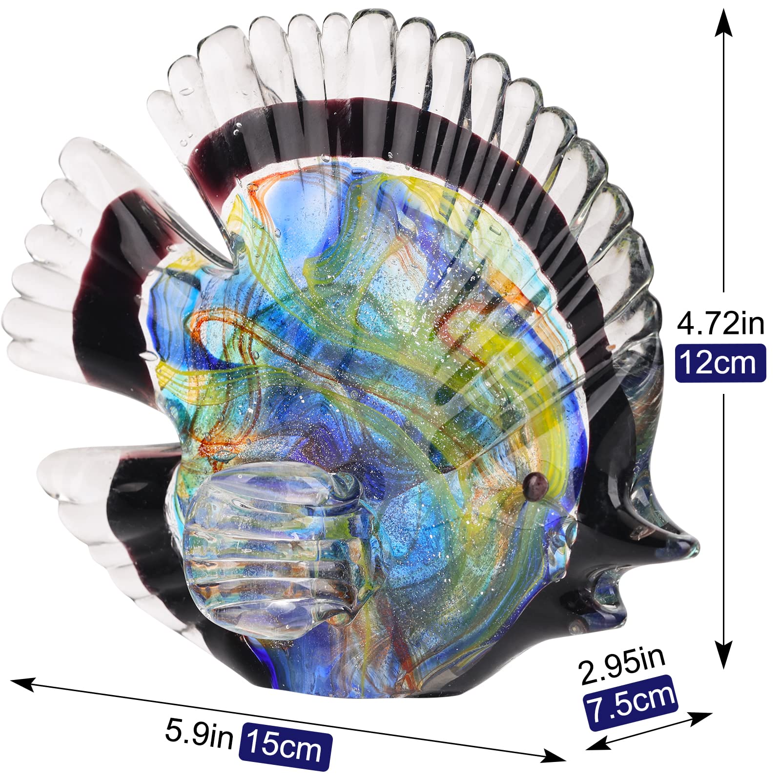 Amazon.co.jp: 吹き込み熱帯海 ガラス魚彫刻、カラフルな魚の像