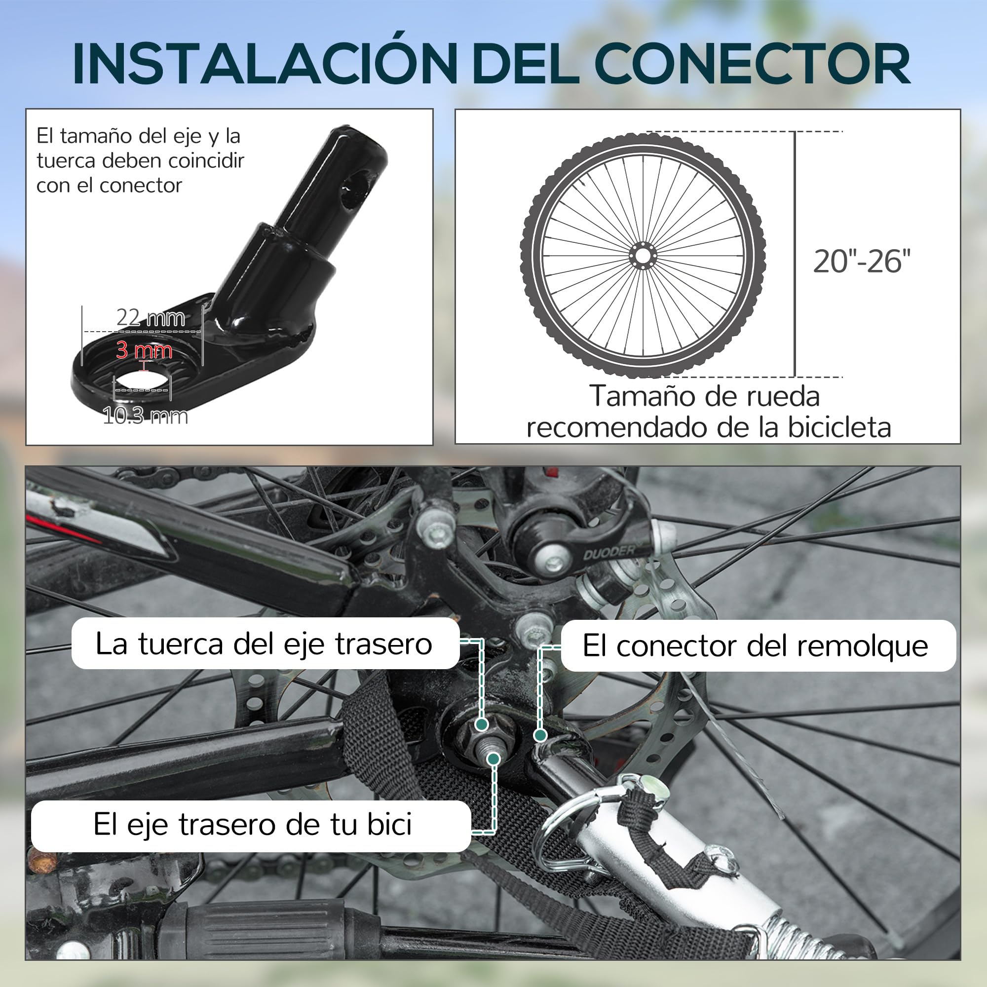 PawHut Remolque de Bicicleta para Carga 50kg Carga de Equipaje Marco de Acero Ligero con Reflectores