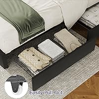Vista 4 de VECELO Base de cama de tamaño matrimonial con 4 cajones de almacenamiento, cabecera de altura ajustable, base de cama de plataforma resistente