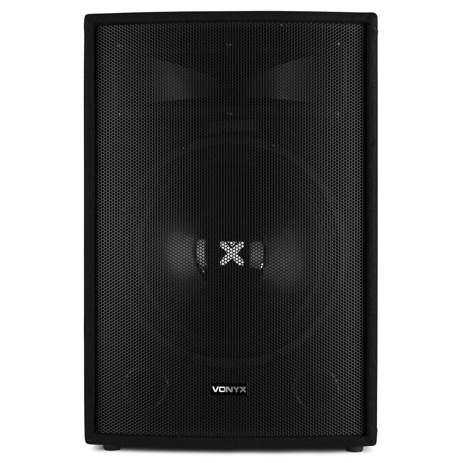 Vonyx SL15 PA Lautsprecher Passiv 800 Watt Partybox, 15 Zoll Passiv, Disco, DJ Party Lautsprecher mit Griffe, Lautsprecherbox mit Tophat - Schwarz