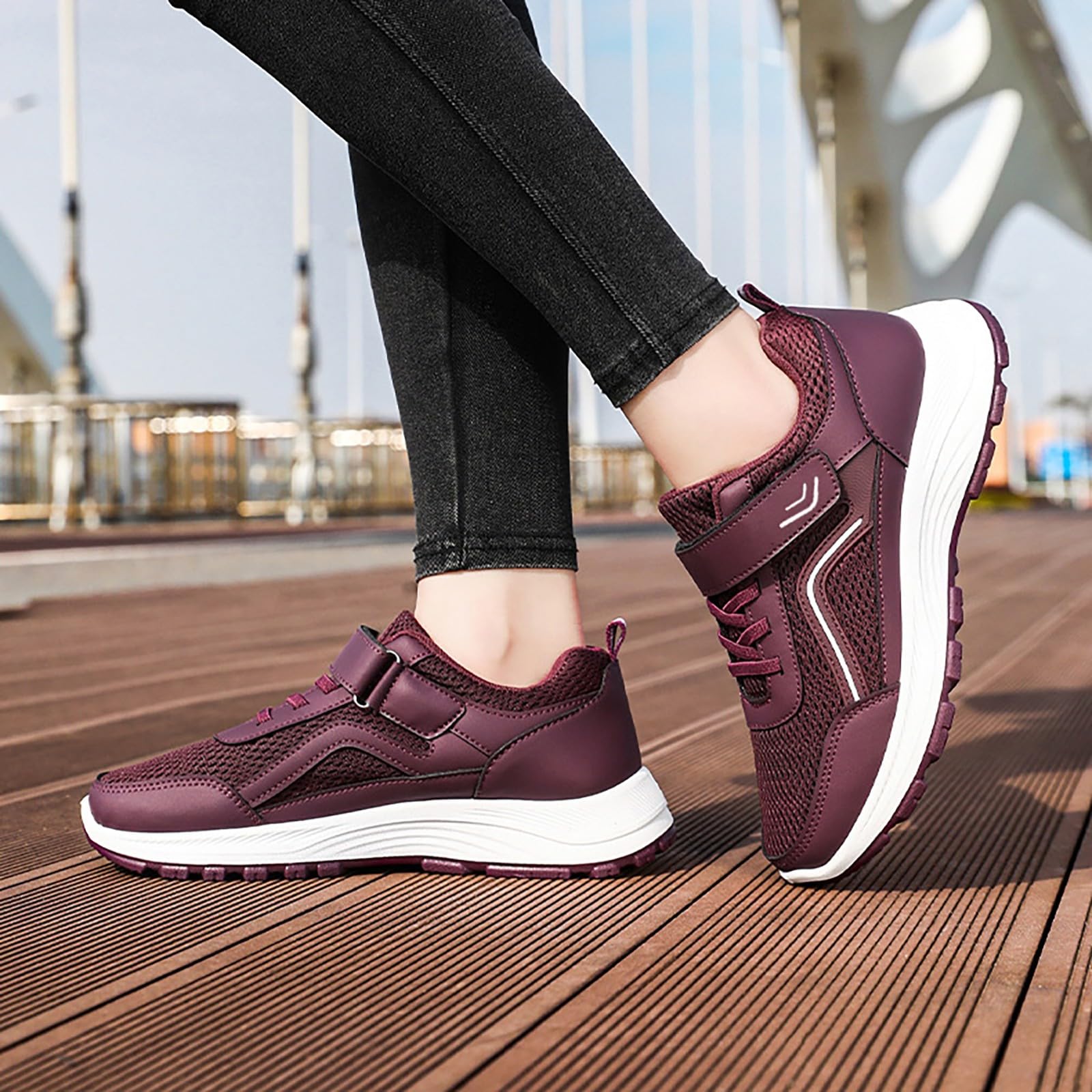 Scarpe Comode per Camminare Pianta Larga Sneakers Platform Donna Eleganti | Calzature Atletica in Tela Morbida per Uso Quotidiano Scarpe Sportive Donna Concezione Ergonomica Tessuto Sintetico