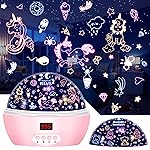 MOKOQI Kid Unicorn Night Light for Girls, and Baby Bear Night Lights Rotating Light Projector with Timer Color Changing Birthday Gifts for 3-5-10 Year Old Girls