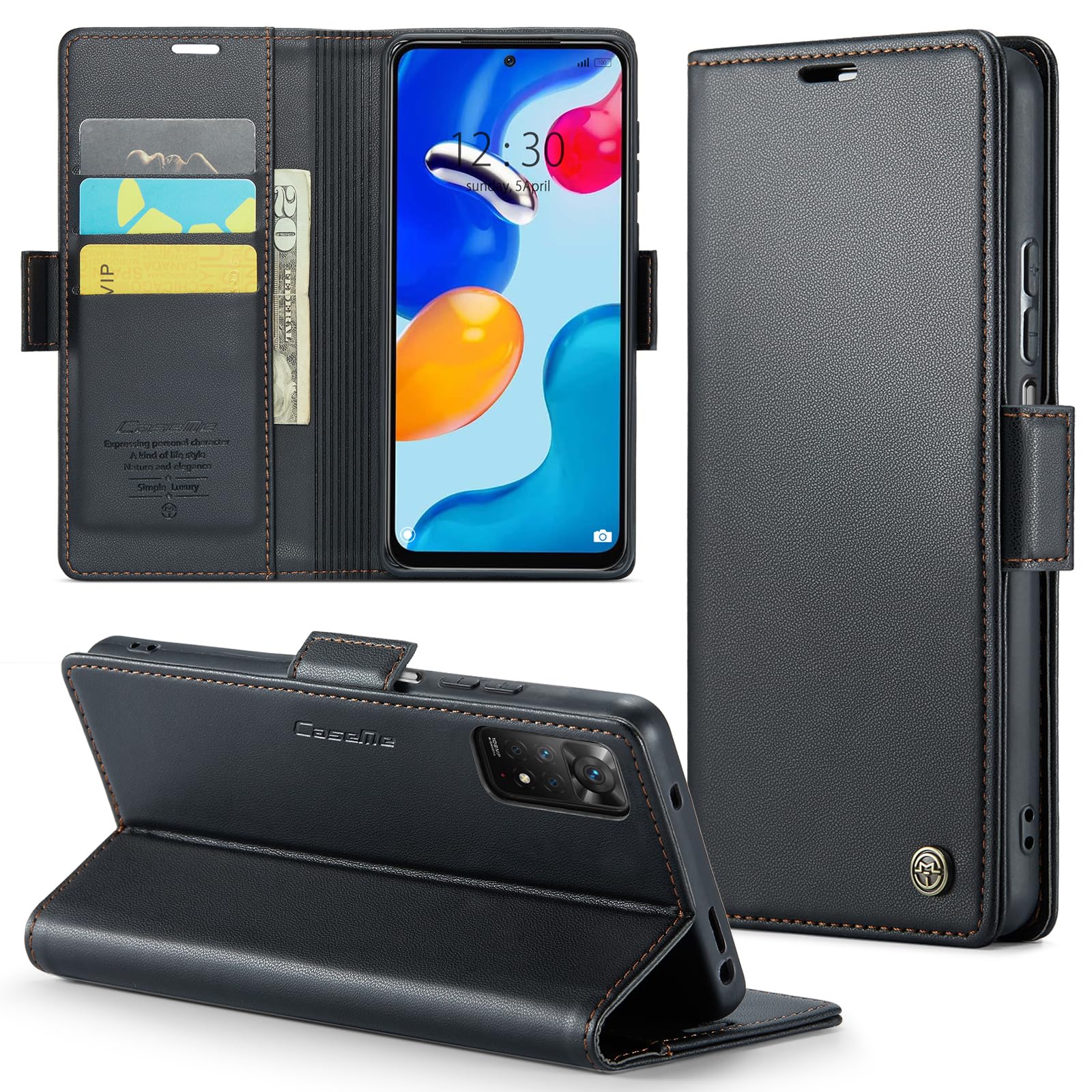 Cover per Xiaomi Redmi Note 11 4G/ Note 11S 4G Custodia Portafoglio [Blocco RFID] Pelle PU Wallet Case Flip Libro con Porta Carte Flip Case per Redmi Note 11/ Note 11S 4G/ Note 12s 4G, Nero