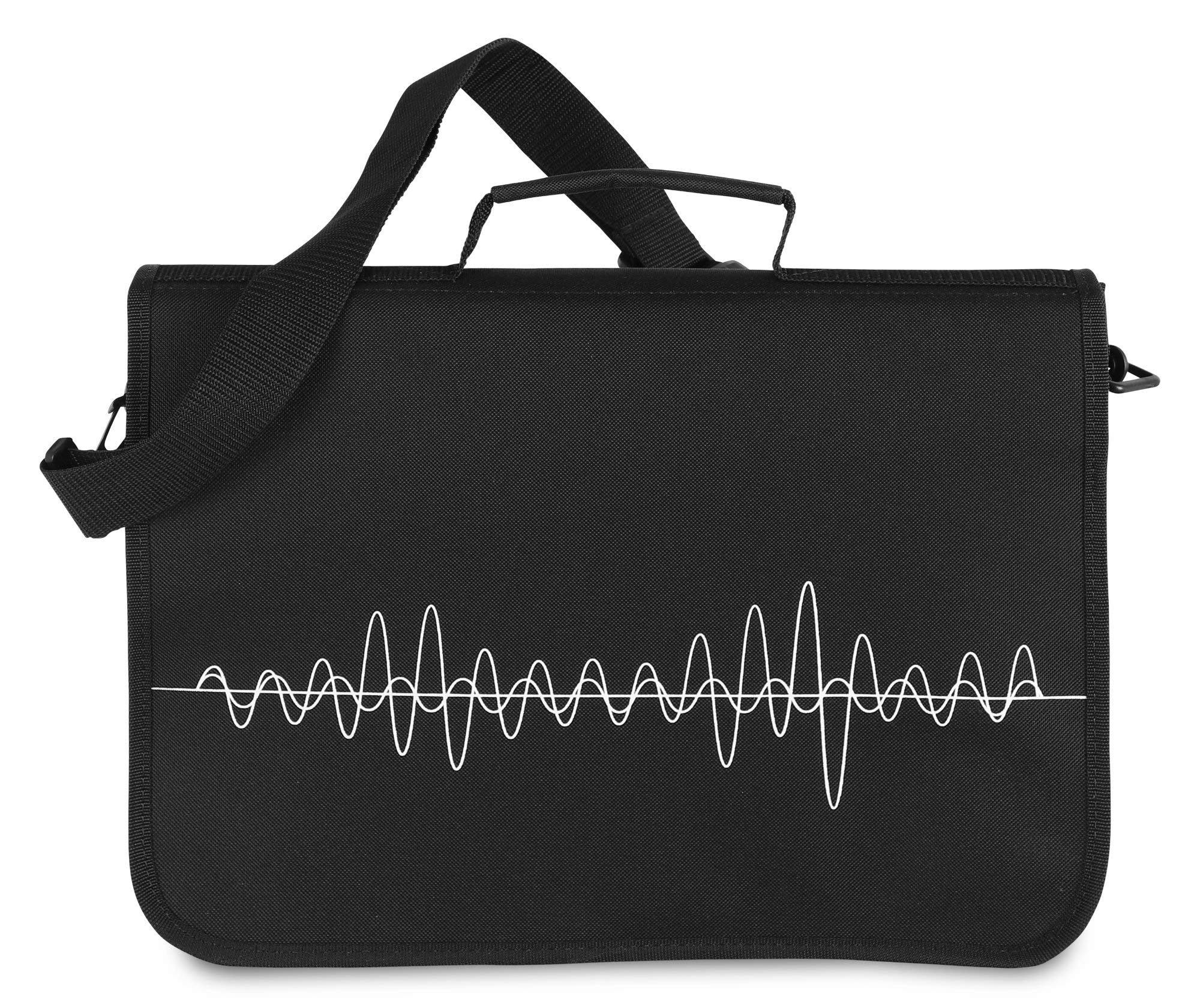 Classic Cantabile Borsa Portaspartiti - Borsa per Lezioni di Musica e Educazione Musicale Precoce - Per Spartiti Formato DIN e US - Tracolla - Tasche Interne per Accessori - Design Musicale - Nero