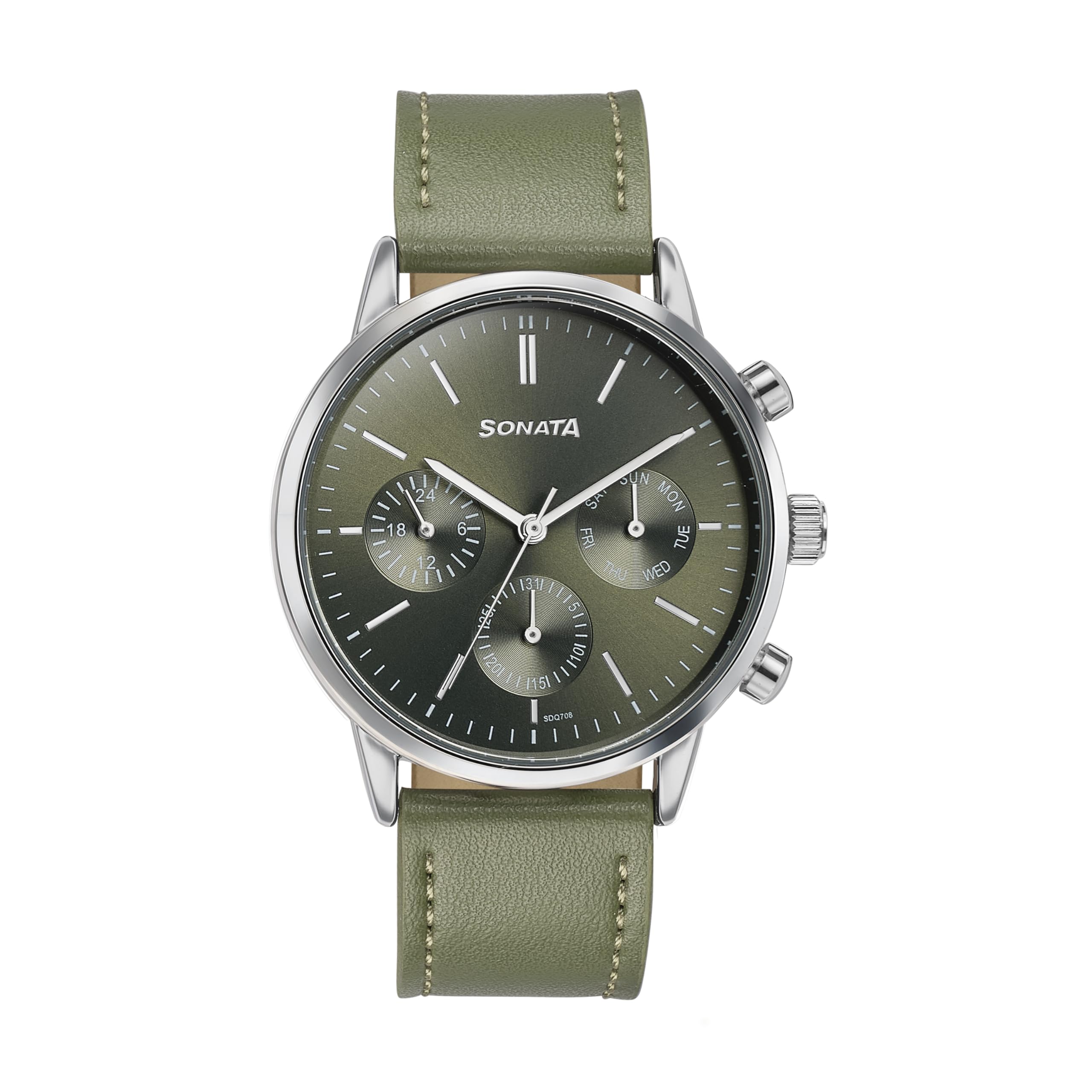 Sonata Quartz Multifunction Green Dial Green Leather Strap Watch for Men (B0DCNBK2QQ) Amazon Price History, Amazon Price Tracker