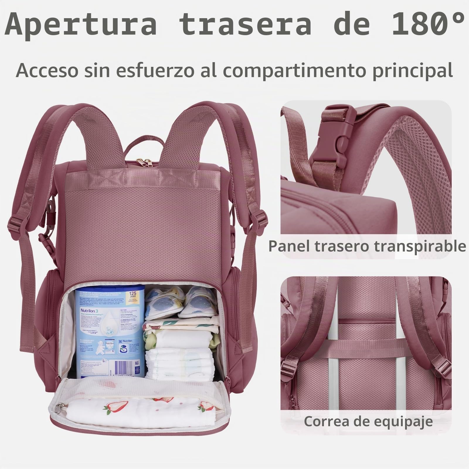 CEI-CEI Mochila Cambiador de Neopreno Impermeable, Gran Capacidad para Bebé Recién Nacido, Mochila de Viaje para Mamá y Papá con Bolsillos Térmicos y Cambiador Portátil Incluido
