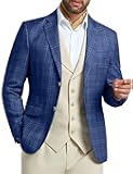 Mens Blazer Slim Fit Stripes Plaid Casual Suit Jacket for Men Two Buttons Business Lapel Sport Coats
