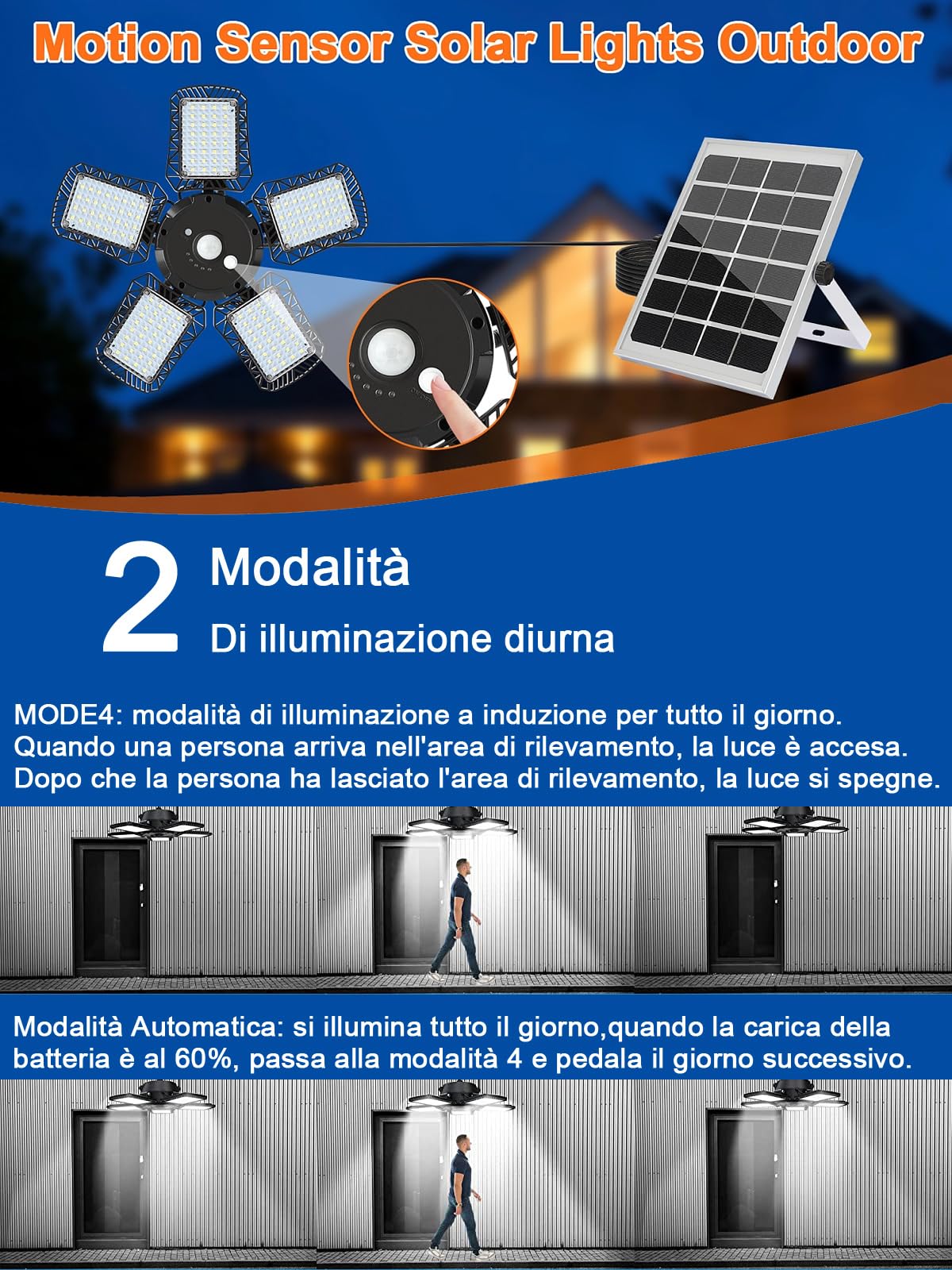 Lampada a Sospensione Solare Con Telecomando, 160 LED 1200LM Lampada da Tetto Con Luce di Sicurezza Regolabile a 120° per Giardino Esterno Cortile IP65 Impermeabile, 6 Modalità