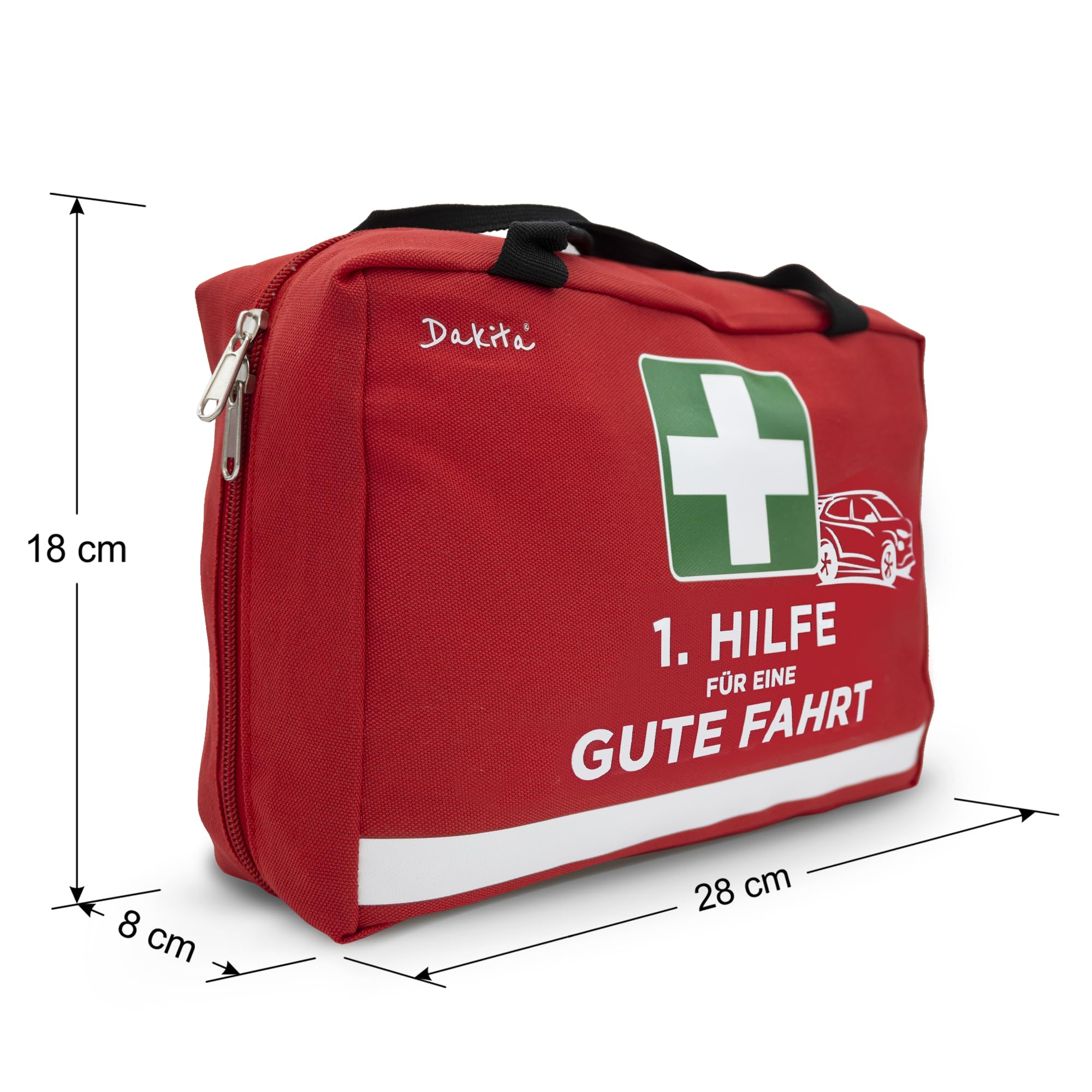Erste-Hilfe-Tasche fürs Auto - Lustiges Geschenk zum Führerschein oder ersten Auto – 28x18x8 cm - rot, ohne Inhalt