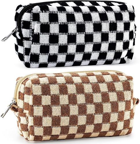 Bolsa de maquillaje a cuadros para mujer, bolsa de cosméticos rosa de gran capacidad, bolsa de maquillaje de viaje, bolsa de maquillaje para bolso,