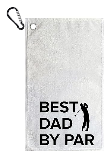 Golf towel Best dad by par funny ball cleaner gift for men or women (15x24)