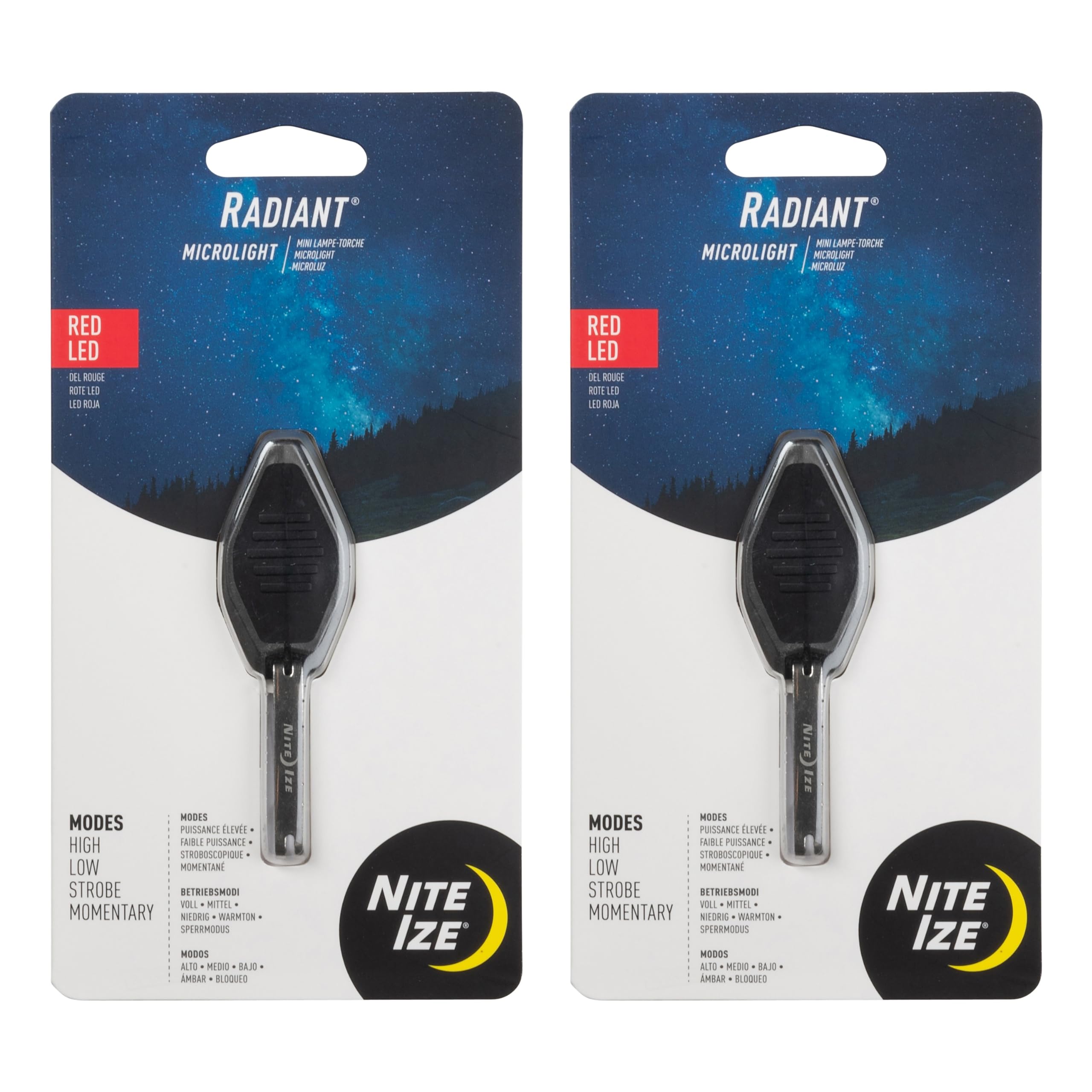 Nite Ize Radiant Microlight - Black/Red LED - 2 Count (2 Pack)