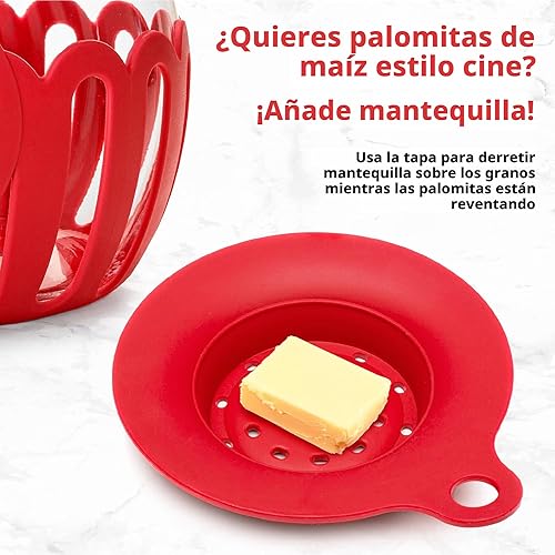 Miniatura 5 de Ecolution Microondas originales Micro-Pop Popcorn Popper Borosilicate Glass, tapa de silicona 3 en 1, lavavajillas Caja fuerte, BPA gratis, Tamaño
