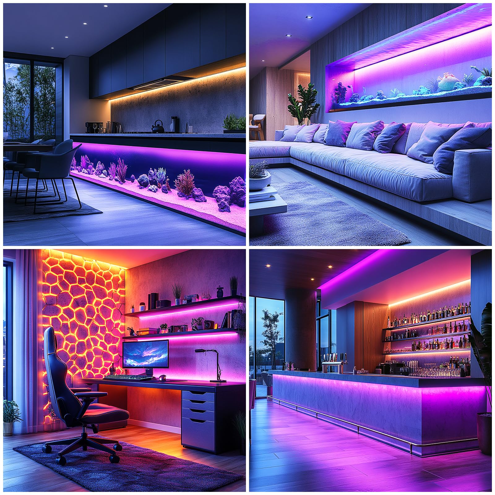 Lila LED Strip Lights 5V USB Nicht Dimmbar, Flexible COB LED Lichtschlauch 320LEDs/m, Super Hell Lila mit USB für Wohnzimmer Beleuchtung Dekoration