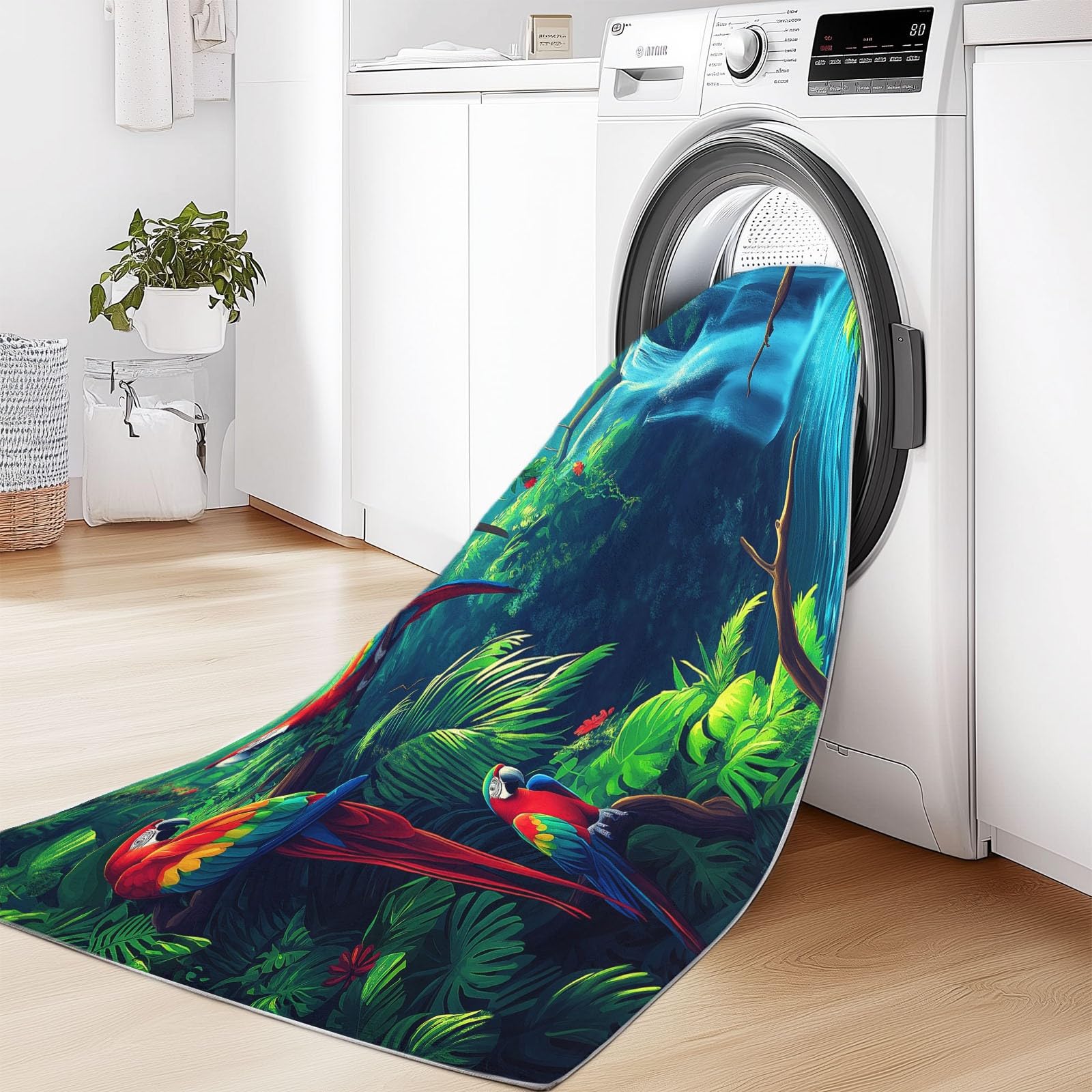 Papageien Teppich 140x200 Cm - Flauschiger Kurzflor Mit Tierdesign Für Wohnzimmer & Schlafzimmer