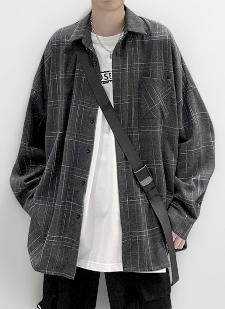jnhearts Vネックギンガムチェックシャツ　グレー Amazon.co.jp: [TAITENG] チェックシャツ メンズ 長袖