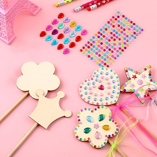 Miniatura 4 de Chinco El kit de varitas de hadas de princesa incluye varitas de madera de hadas, calcomanías de gemas, cintas de madera sin terminar, manualidades