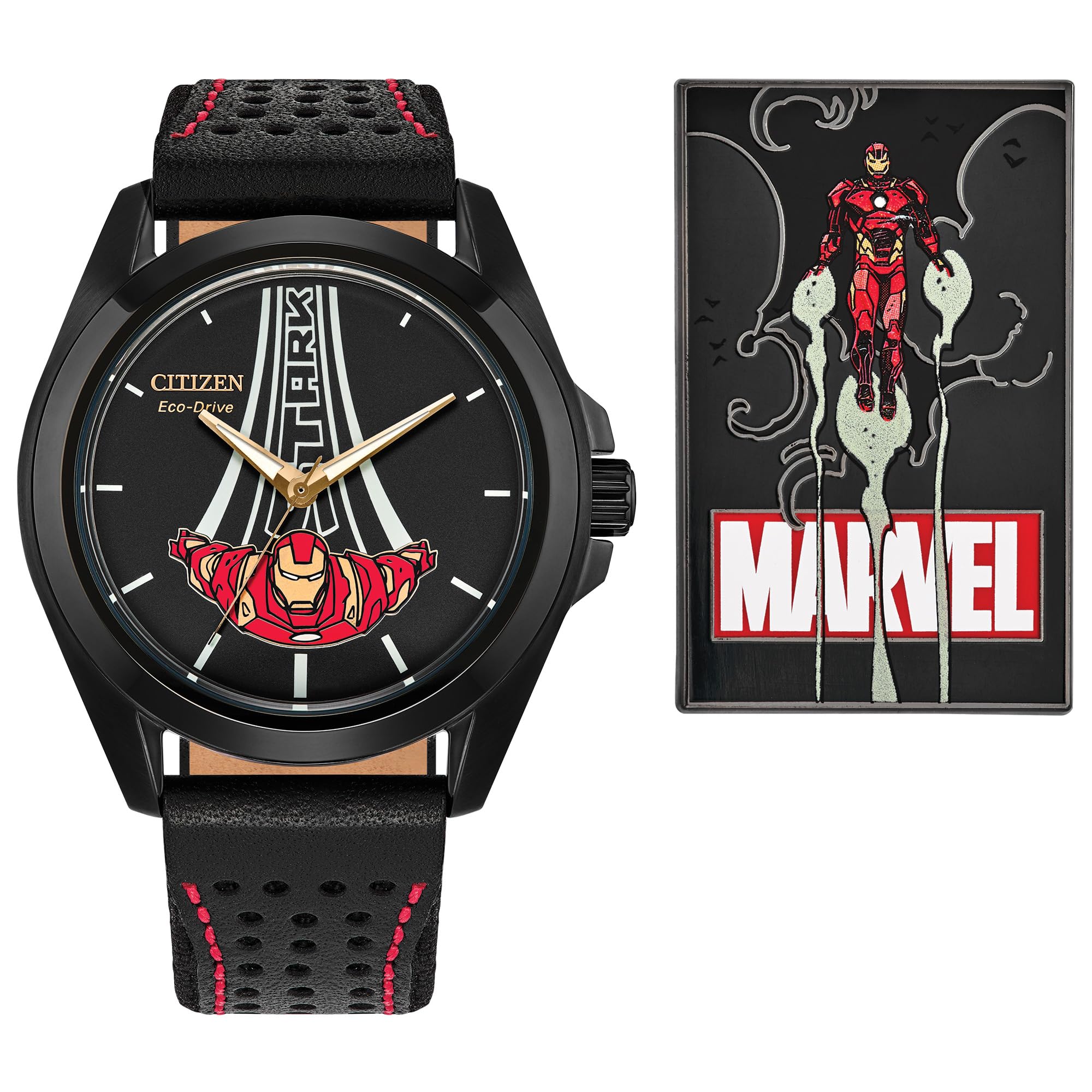 Citizen Relógio masculino Eco-Drive Marvel Tony Stark, pulseira de