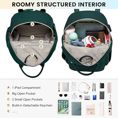 Miniatura 3 de LOVEVOOK Mini mochila para mujer, mochila pequeña, bonita mochila a la moda, Verde, Mochilas Daypack