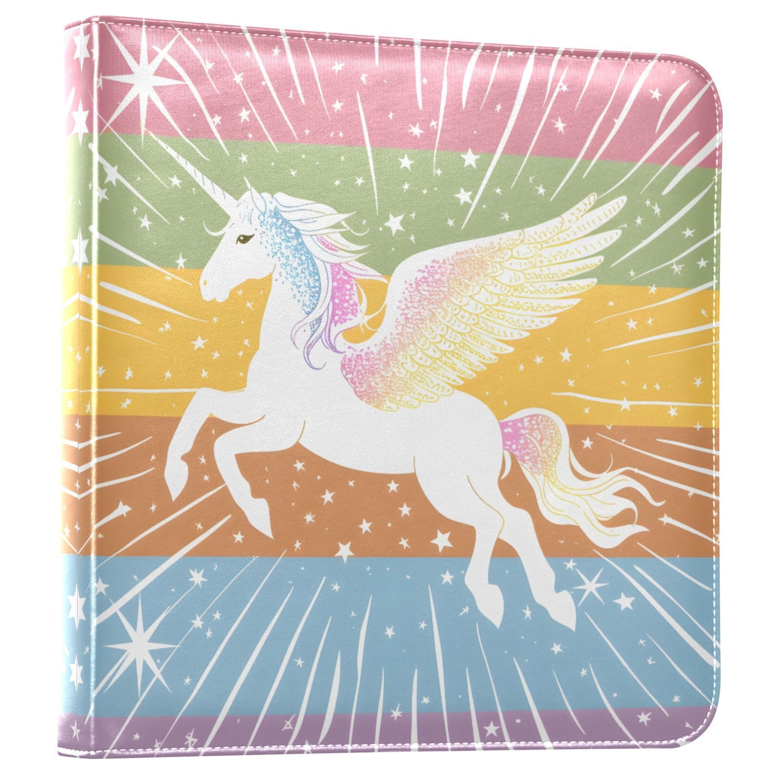 JIPONI Winged Unicorn Large Photo Album, DIY Leather Cover Scrapbook Albums for 4x6 5x7 6x8 Pictures, Self Adhesive Memory Book for Wedding, Baby, Family