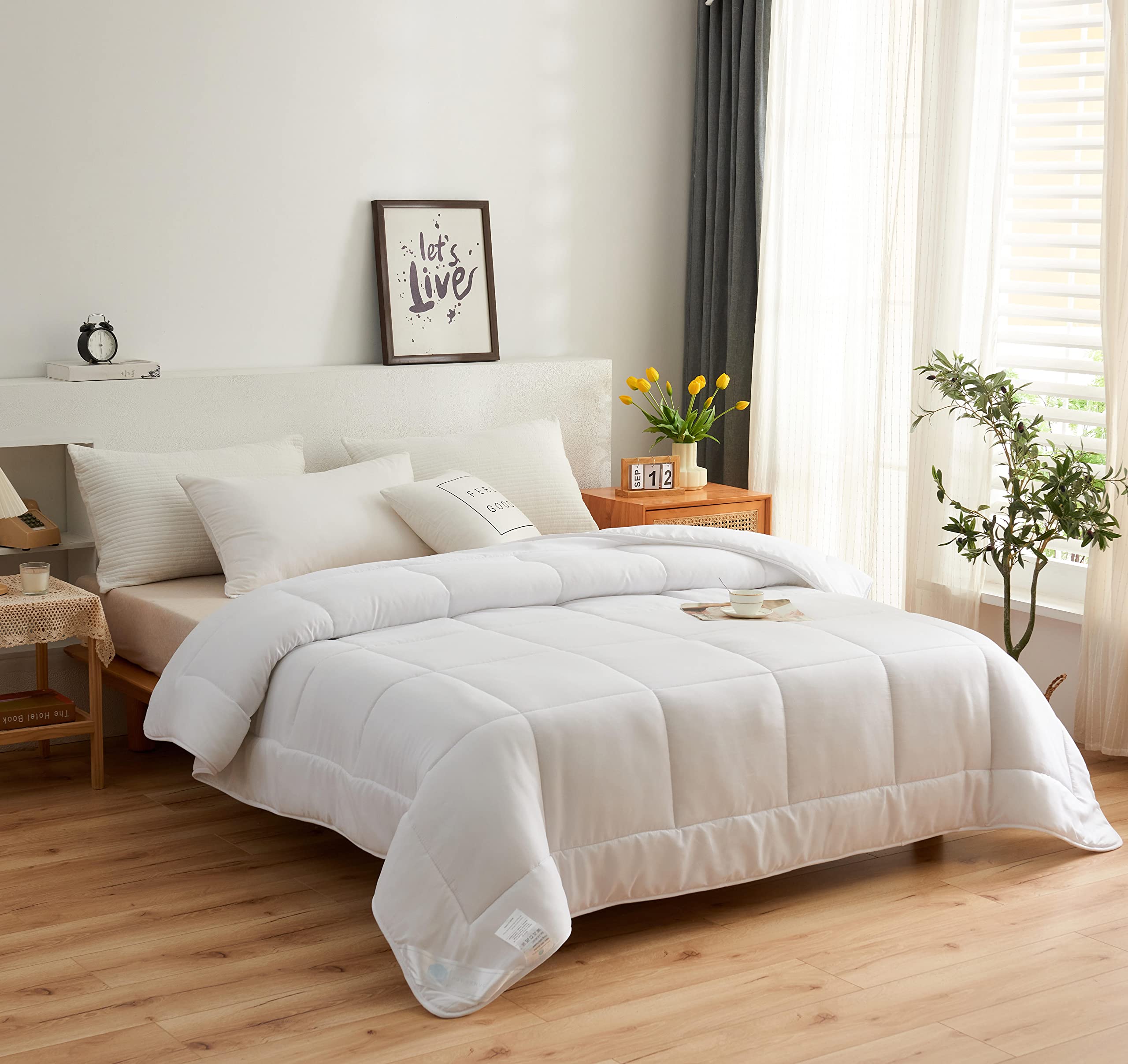 STARSTAR Bed Alternative Comforters for Home, Hotel, All Season Duvet Insert Filling Polyester, Fabric Microfiber Breathable Comforter Solid White (King (U.S. Standard))