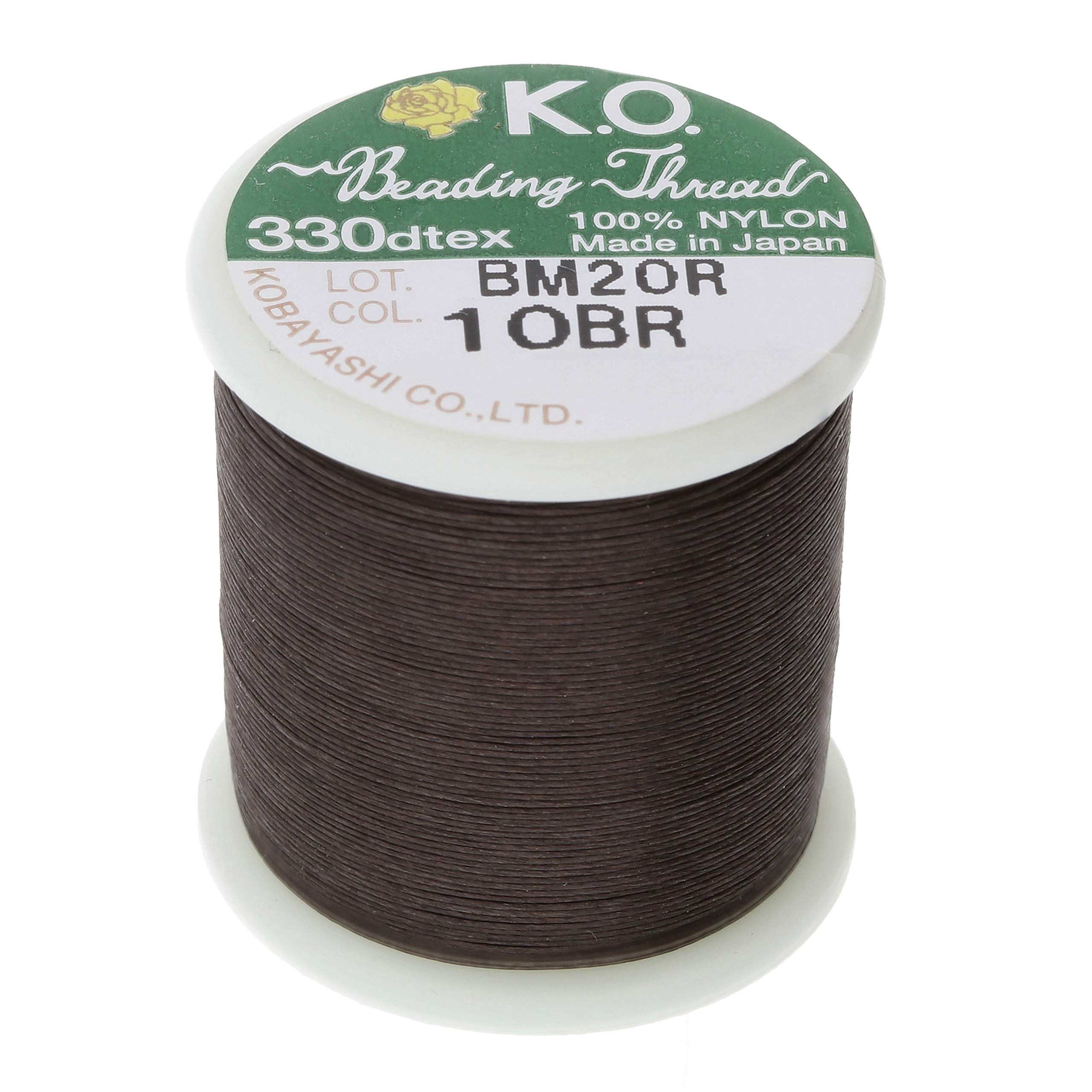 KO Nylon Beading Thread, Dark Brown Color, Japanese Pre-Waxed 100% Nylon, 330TEX, Tangle Resistant Knotting Cords, 50m /55 yds Spool, Use for Seed Bead Projects, Loom Work & Bead Weaving โ image 1