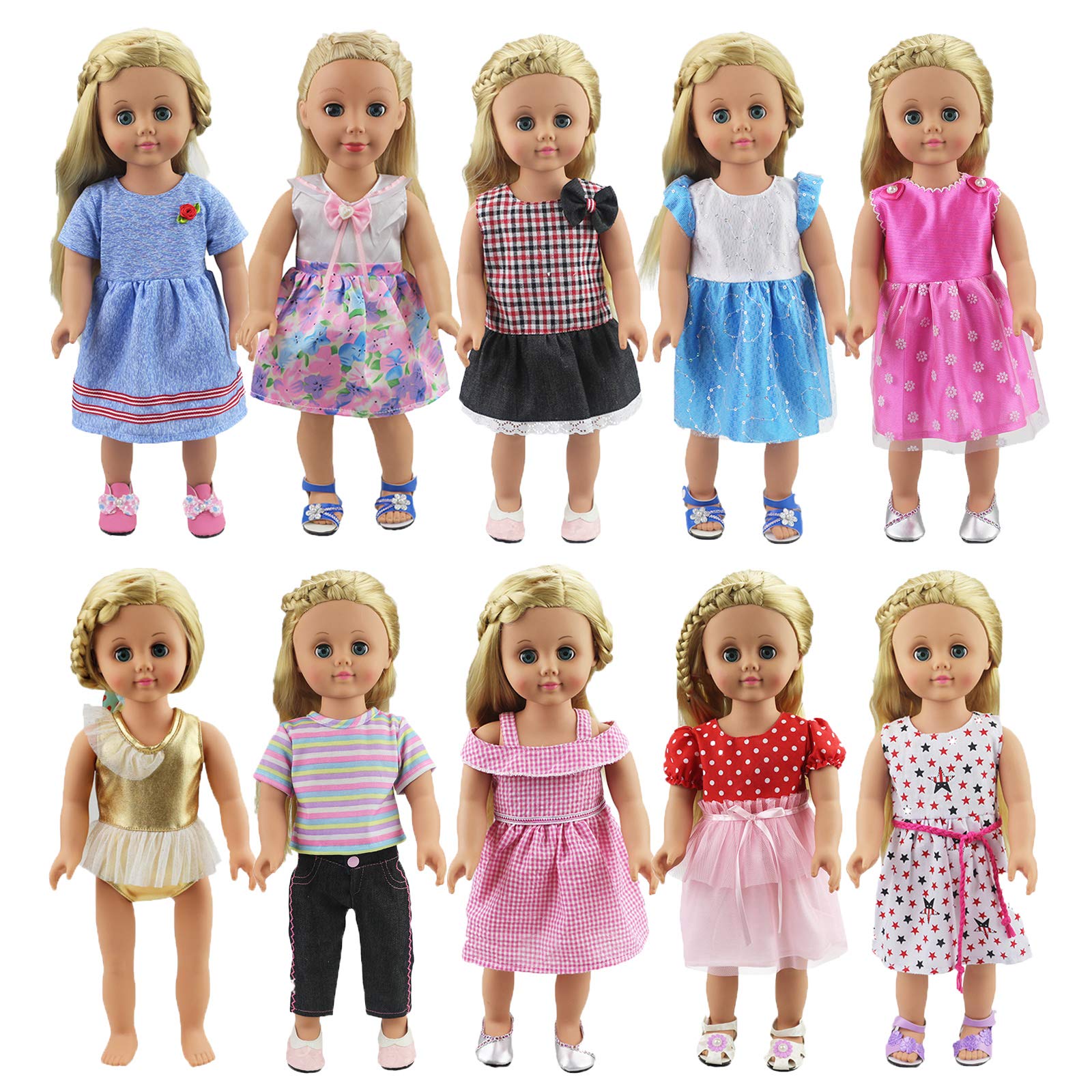 XADP 10 Different Unique Styles Outfits for American Girl Doll (18In)