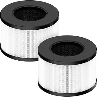 BS-03 True HEPA Replacement Filter for PARTU and Slevoo BS-03 HEPA Air Purifier Part U & Part X, 3-in-1 Filtration System, 2 Pack